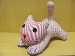 Котенок полосатый-антистресс интерьерный со звуком 23см-красно-белый