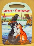 Доска разделочная сувенирная Коты Петербурга-Мосты