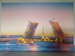 Картина на холсте 20х30см СПБ Разводка мостов на фоне Петроп.крепости /принт/