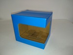Коробка для КРУЖКИ синяя- самосборная с окошком